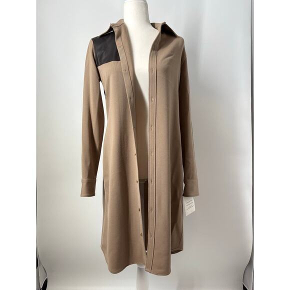 Vintage Ralph Lauren Collection Runway Button Up Midi Shirt Dress Patch Leather - Picture 5 of 16